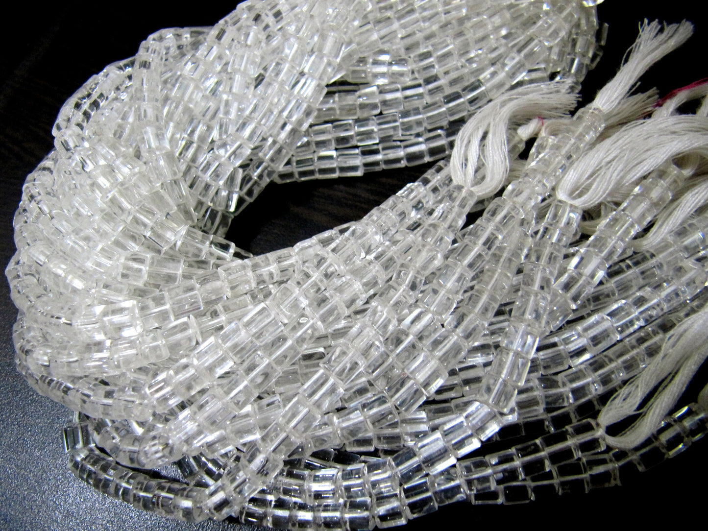 AAA Quality White Crystal Cube Beads 5mm Size Smooth Box Shape Beads Length 10 inches long Hydro Quartz Beads Wholesale Prices