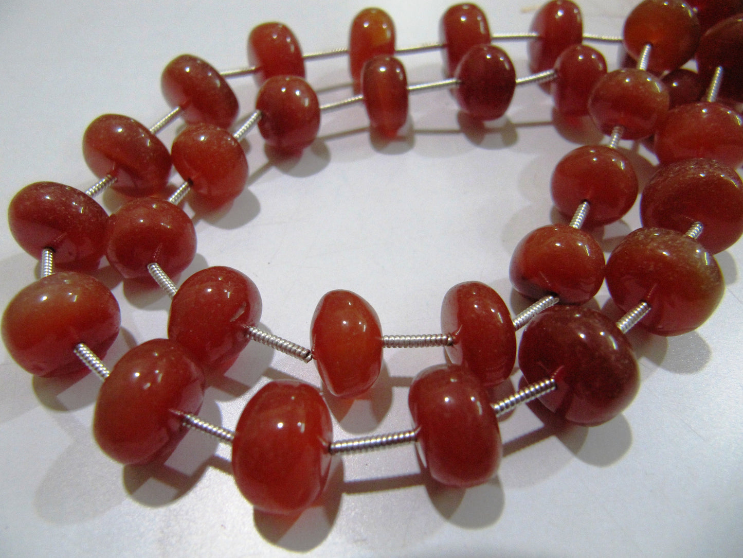 Natural Red Chalcedony Smooth Plain Rondelle  Smooth Beads Size 10 to 12mm Strand 9 inch long Red Onyx Gemstone Wholesale Price