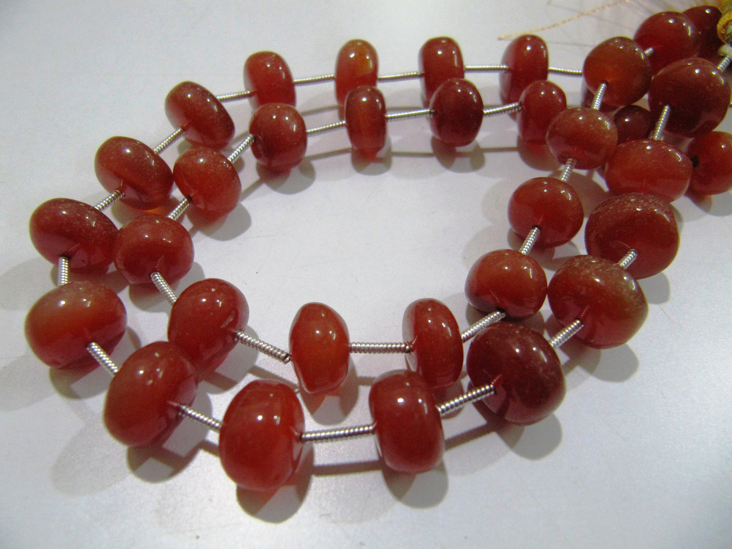 Natural Red Chalcedony Smooth Plain Rondelle  Smooth Beads Size 10 to 12mm Strand 9 inch long Red Onyx Gemstone Wholesale Price