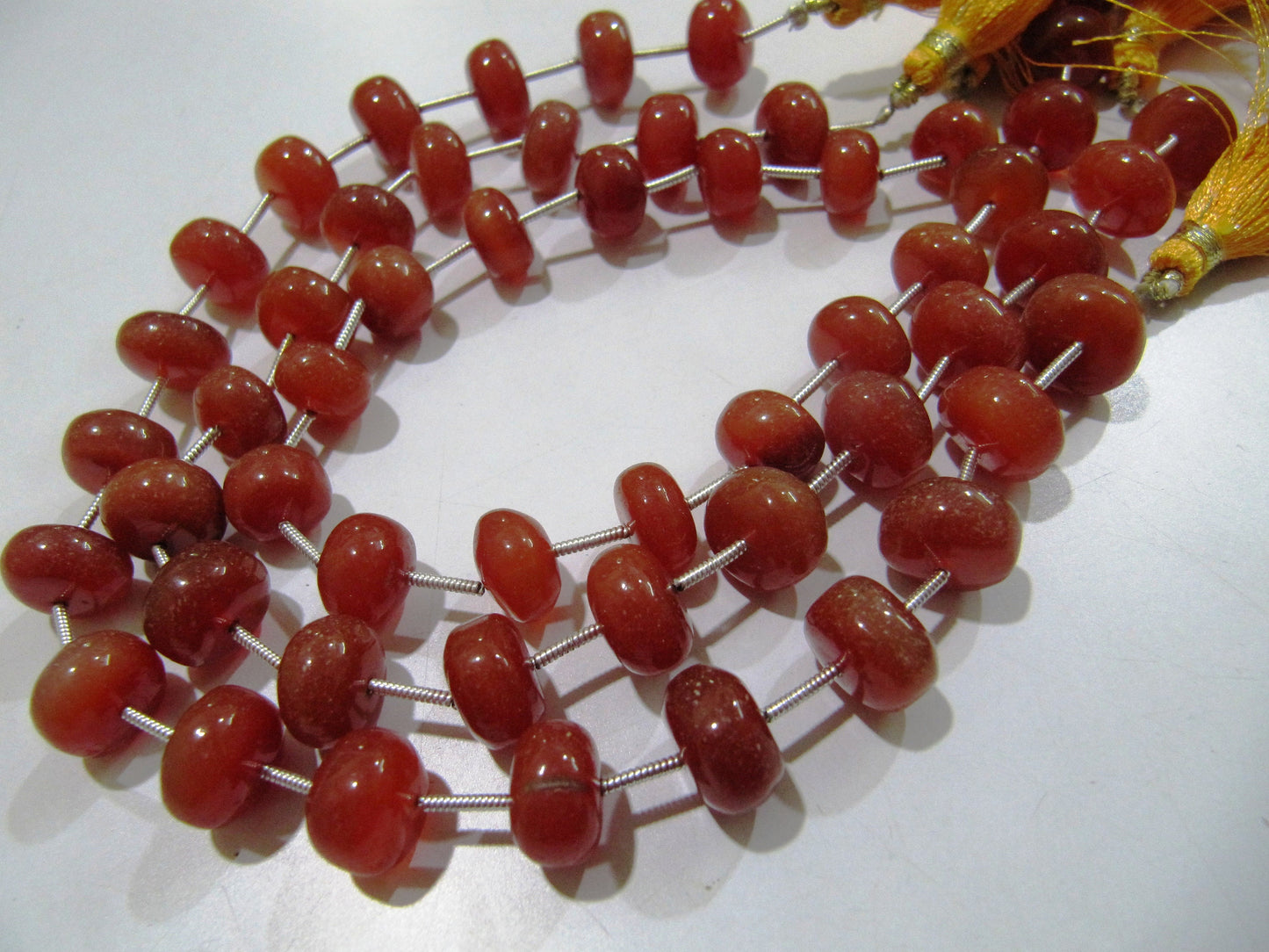 Natural Red Chalcedony Smooth Plain Rondelle  Smooth Beads Size 10 to 12mm Strand 9 inch long Red Onyx Gemstone Wholesale Price