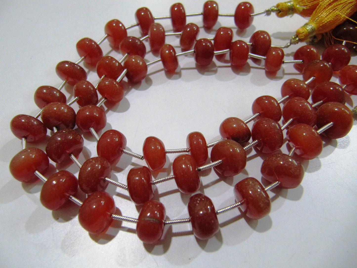 Natural Red Chalcedony Smooth Plain Rondelle  Smooth Beads Size 10 to 12mm Strand 9 inch long Red Onyx Gemstone Wholesale Price