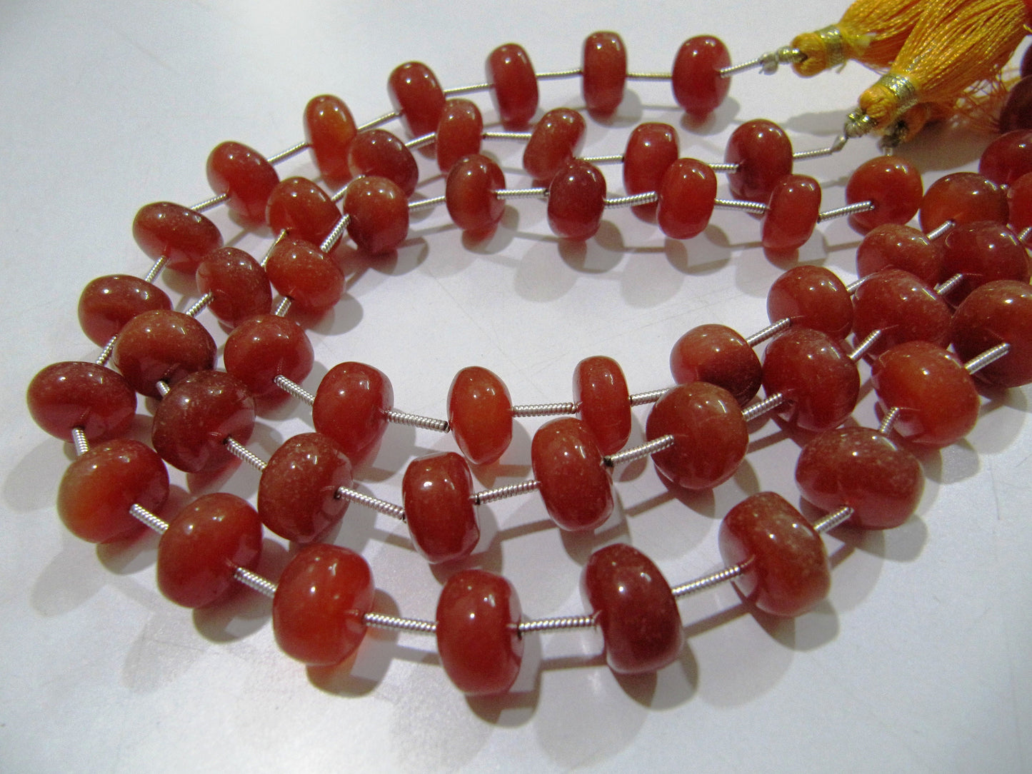 Natural Red Chalcedony Smooth Plain Rondelle  Smooth Beads Size 10 to 12mm Strand 9 inch long Red Onyx Gemstone Wholesale Price