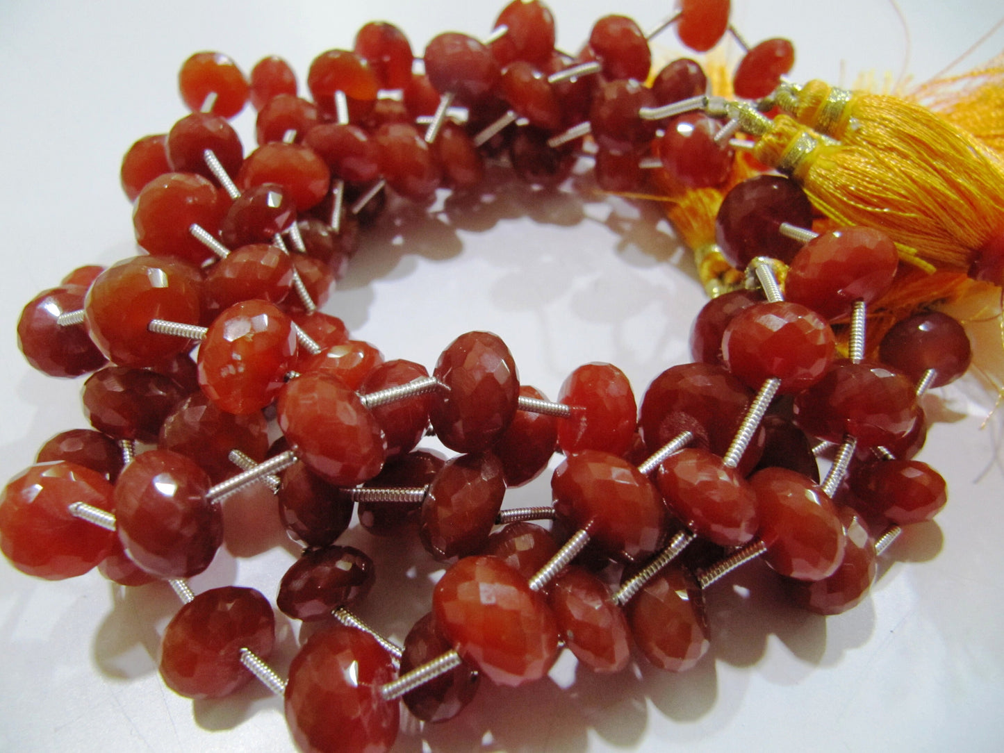 Top Quality Red Chalcedony 10 to 12mm Size Rondelle Faceted Beads Sold per strand of 9 inches long Red Onyx Gemstone Beads