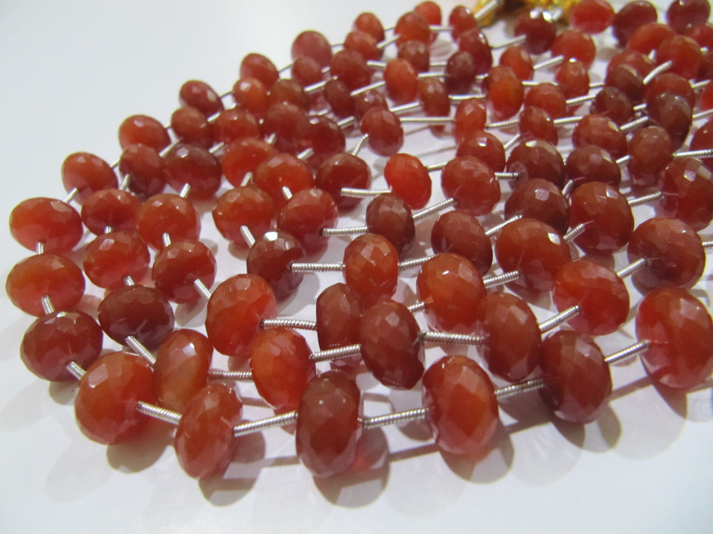 Top Quality Red Chalcedony 10 to 12mm Size Rondelle Faceted Beads Sold per strand of 9 inches long Red Onyx Gemstone Beads