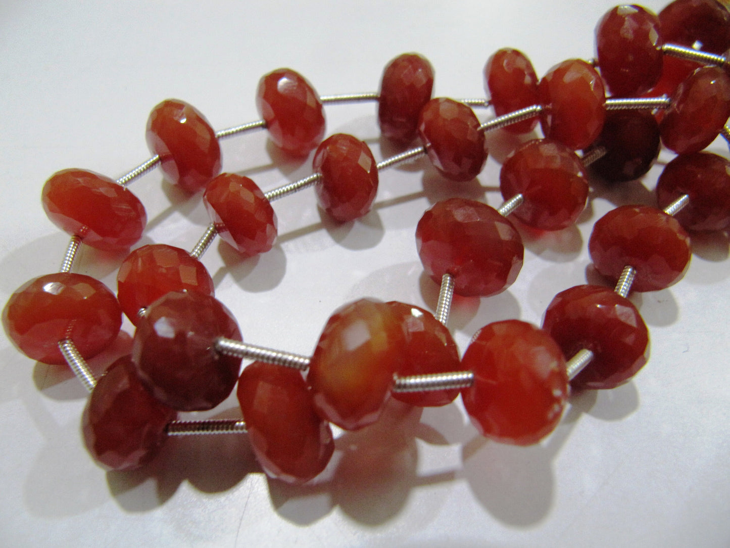 Top Quality Red Chalcedony 10 to 12mm Size Rondelle Faceted Beads Sold per strand of 9 inches long Red Onyx Gemstone Beads