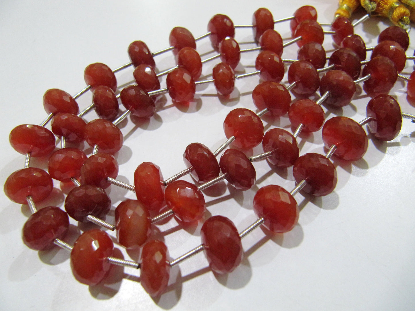 Top Quality Red Chalcedony 10 to 12mm Size Rondelle Faceted Beads Sold per strand of 9 inches long Red Onyx Gemstone Beads