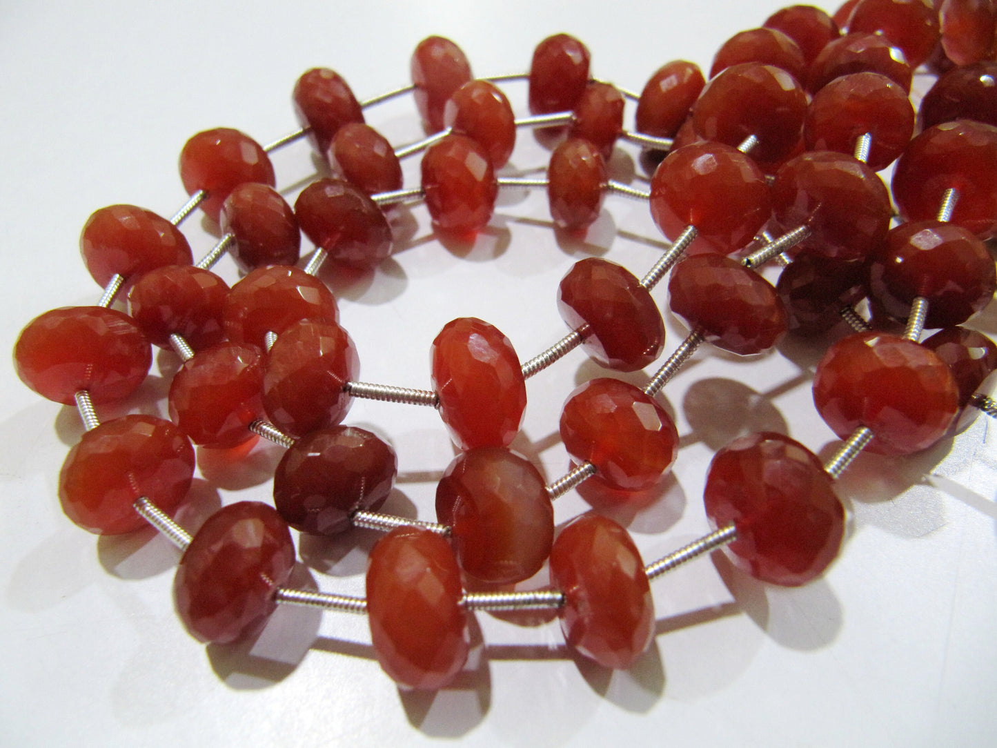 Top Quality Red Chalcedony 10 to 12mm Size Rondelle Faceted Beads Sold per strand of 9 inches long Red Onyx Gemstone Beads