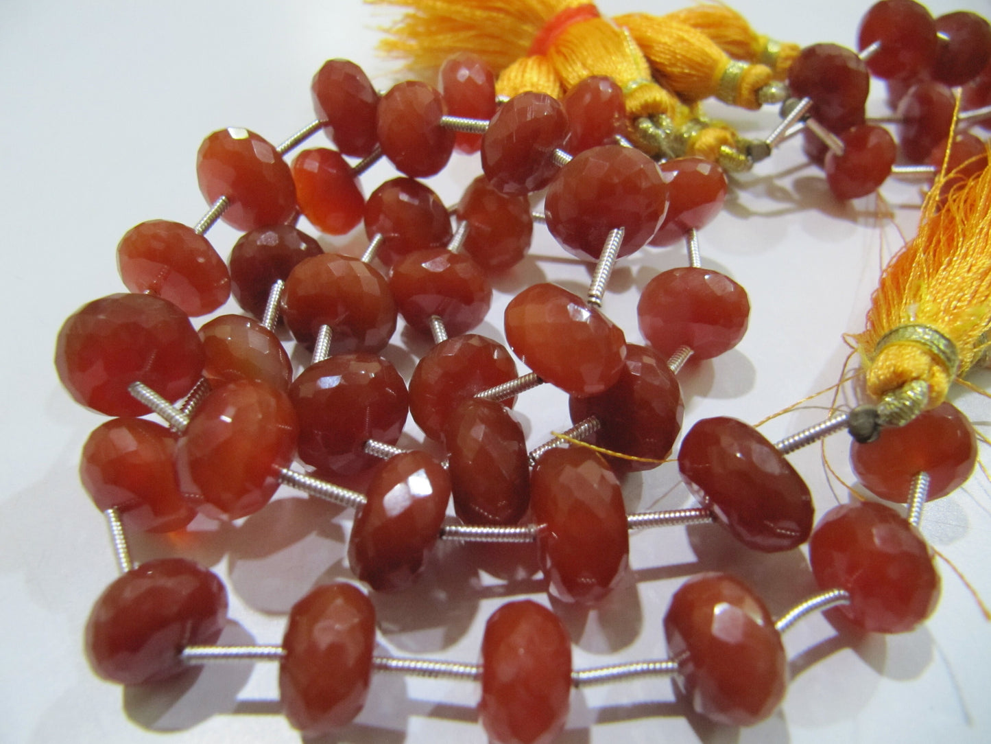 Top Quality Red Chalcedony 10 to 12mm Size Rondelle Faceted Beads Sold per strand of 9 inches long Red Onyx Gemstone Beads