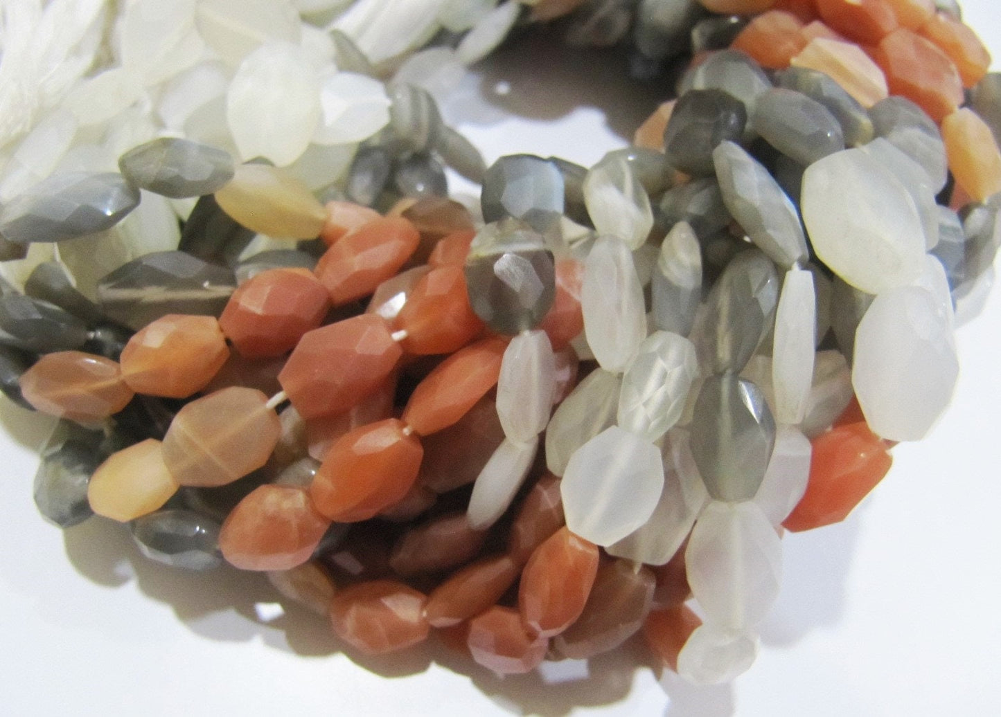 AAA Quality Natural Genuine Multi Moonstone Beads Oval Faceted Size 6x10mm To 8x12mm, Strand 13 inch long, Semi Precious Stone Beads