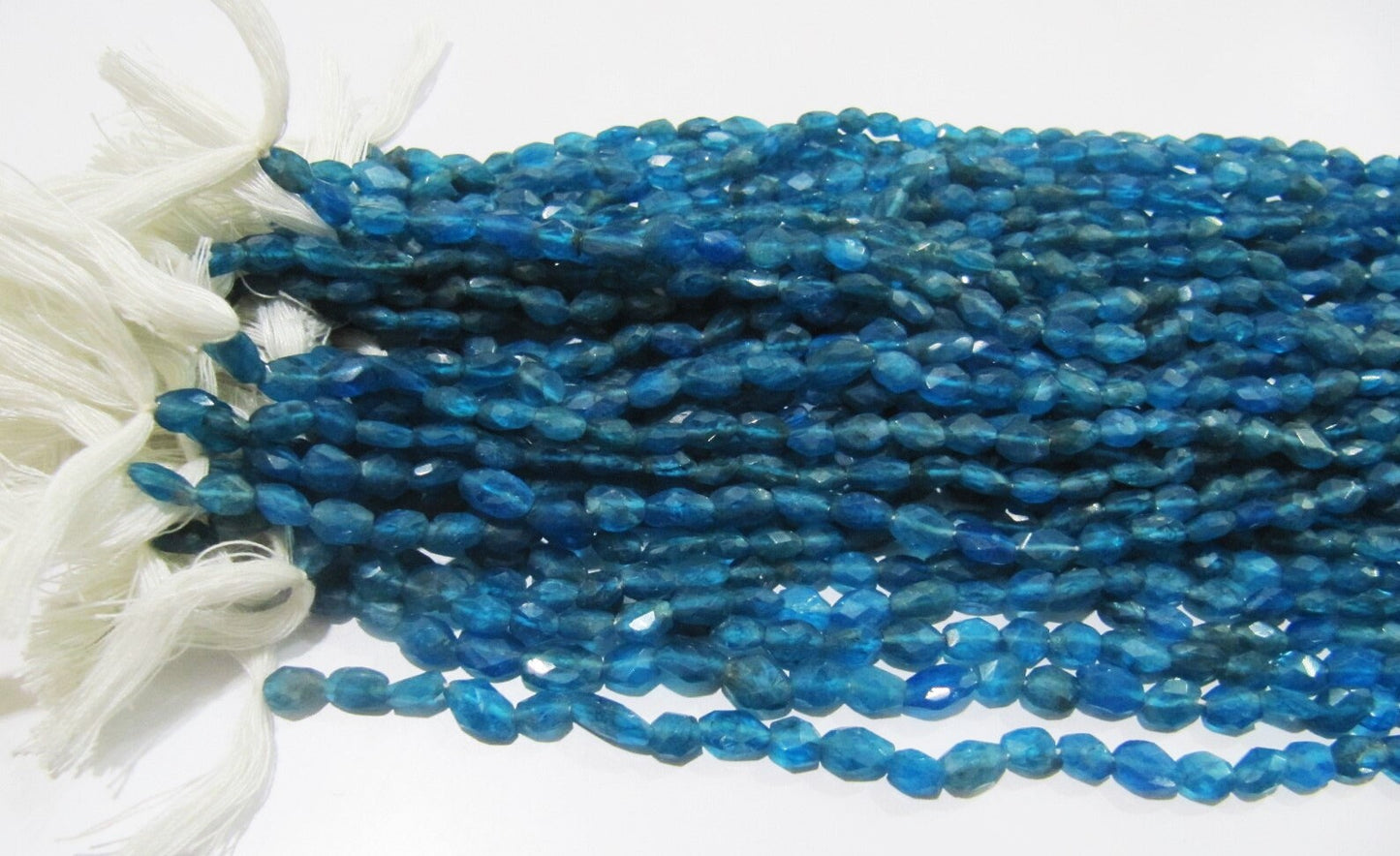 Natural Genuine Neon Apatite Gemstone Oval Faceted Beads Size Approx 4x6mm Natural Apatite Dark Blue Beads Strands 13 inches Long