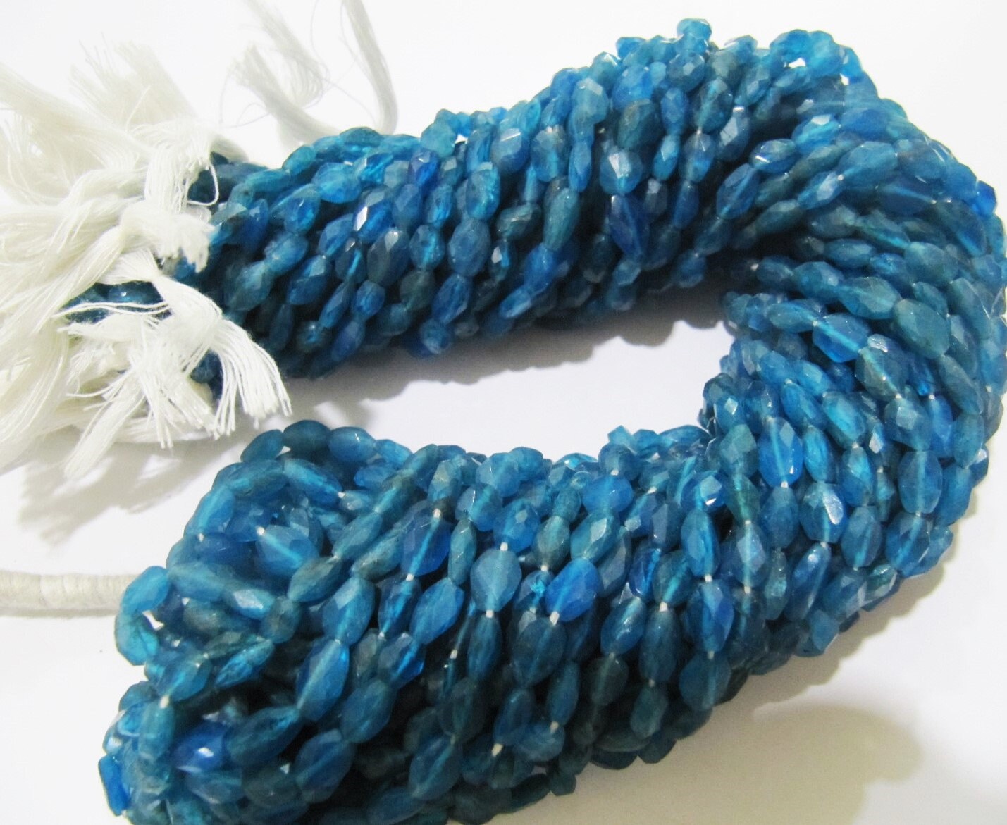 Natural Genuine Neon Apatite Gemstone Oval Faceted Beads Size Approx 4x6mm Natural Apatite Dark Blue Beads Strands 13 inches Long
