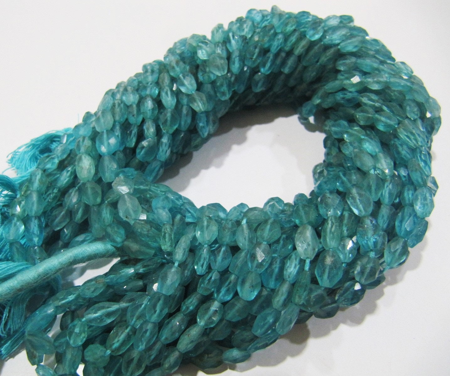 Natural Genuine Blue Apatite Gemstone Oval Faceted Beads Size Approx 4x6mm Blue Apatite  Beads Strands 13 inches Long Wholesale Prices