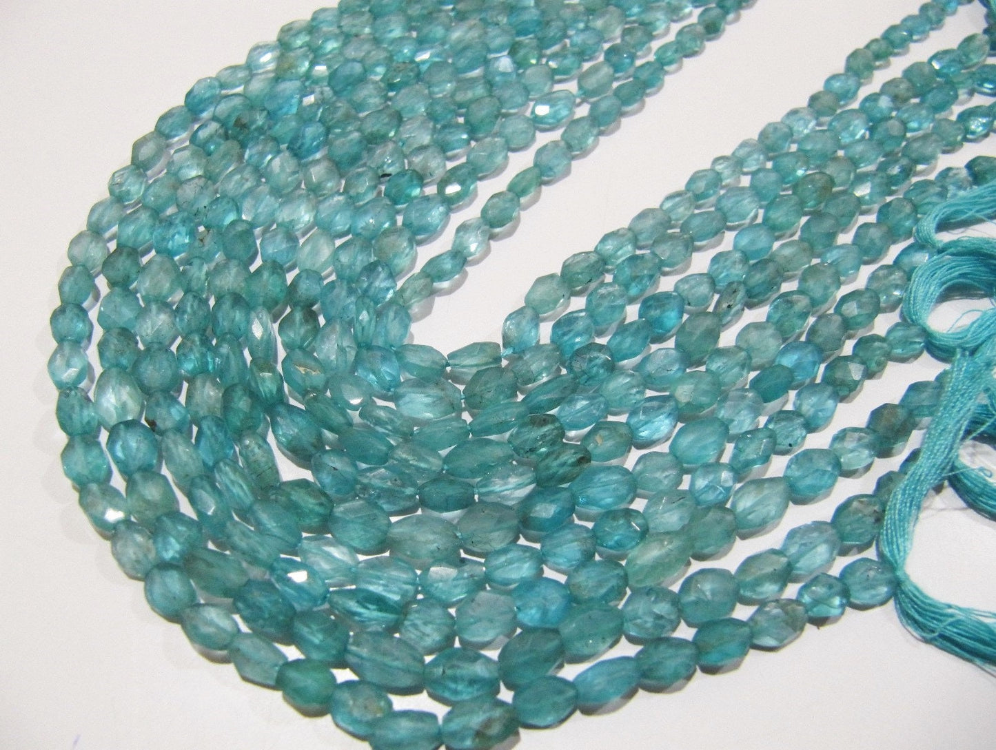 Natural Genuine Blue Apatite Gemstone Oval Faceted Beads Size Approx 4x6mm Blue Apatite  Beads Strands 13 inches Long Wholesale Prices