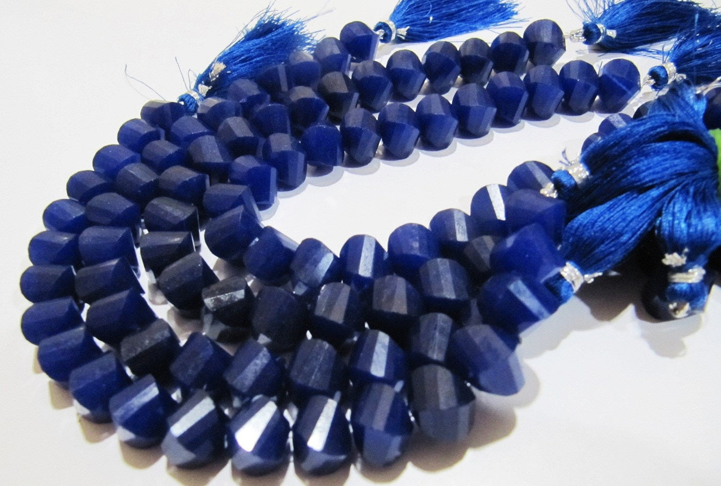 Natural Blue Sapphire Twisted Briolette Beads 9 to 10 mm Sold Per Strand of 10 inches long in Wholesale Rates Twisted Shape Stone Beads