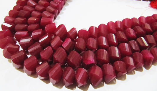 Natural Ruby Twisted Briolette Beads Size 9 to 10 mm Sold Per Strand Length 10 inches long Red Color Twisted Shape Gemstone Beads