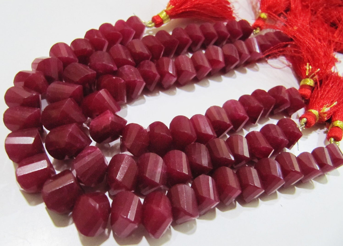 Natural Ruby Twisted Briolette Beads Size 9 to 10 mm Sold Per Strand Length 10 inches long Red Color Twisted Shape Gemstone Beads
