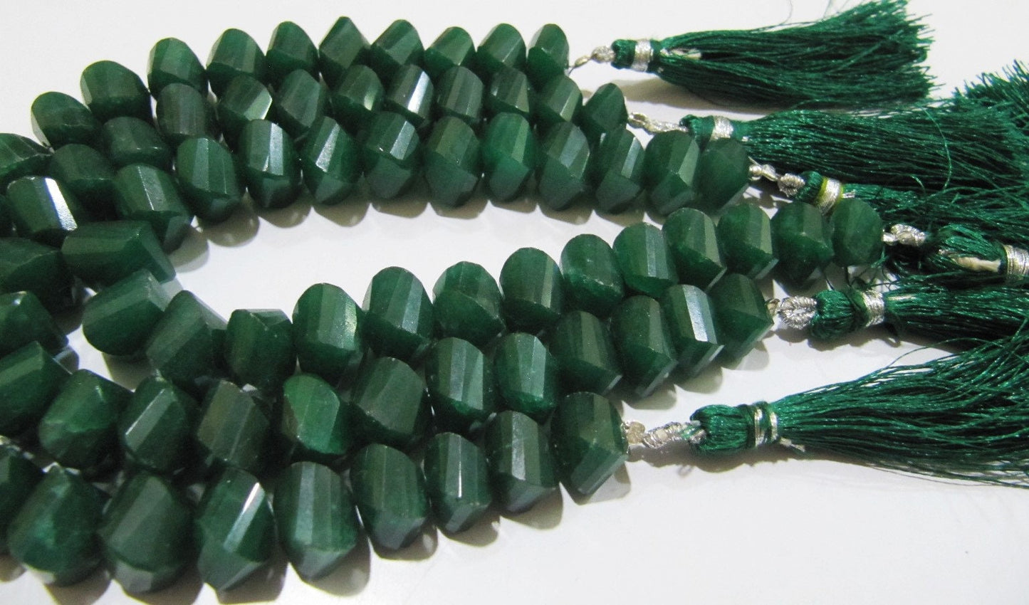Natural Emerald Twisted Briolette Beads Size 9 to 10 mm Sold Per Strand of 10 inches long Green Color Twisted Shape Gemstone Beads