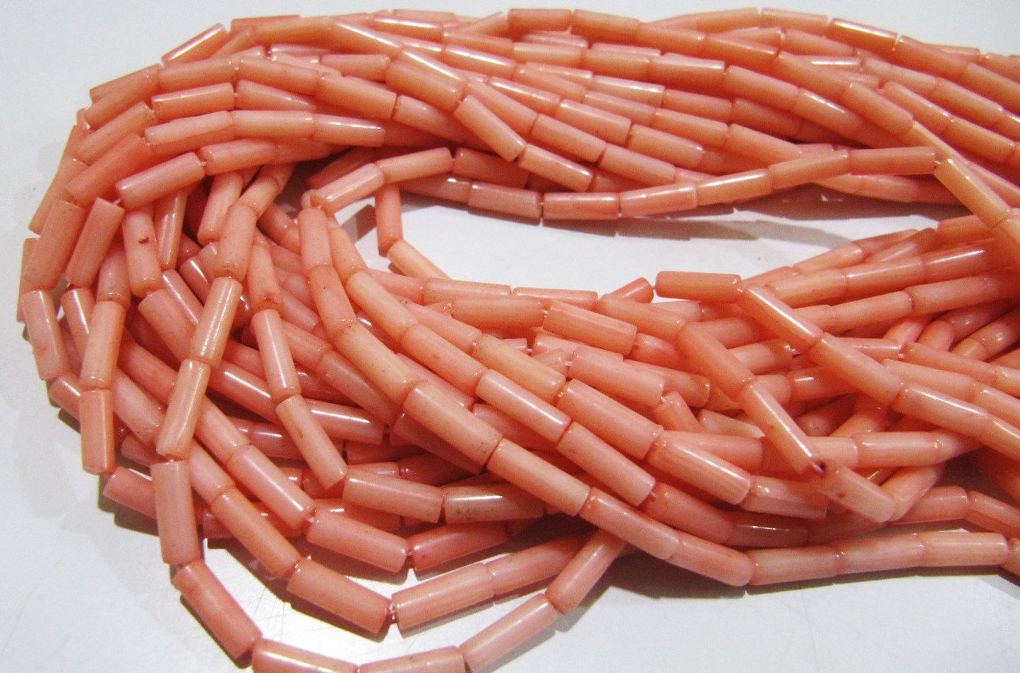 Amazing Pink Coral Italian Tubelite Shape Beads Size 3x9mm Approximately Sold per Strand of 14 Inches Long Smooth Pink Coral Beads