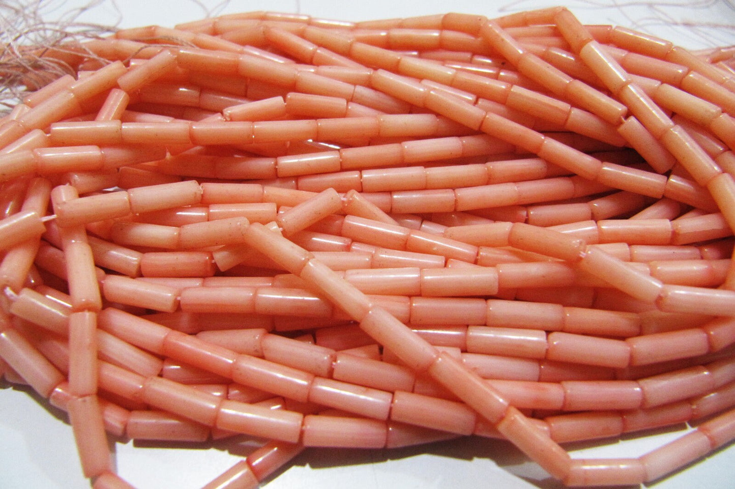 Amazing Pink Coral Italian Tubelite Shape Beads Size 3x9mm Approximately Sold per Strand of 14 Inches Long Smooth Pink Coral Beads