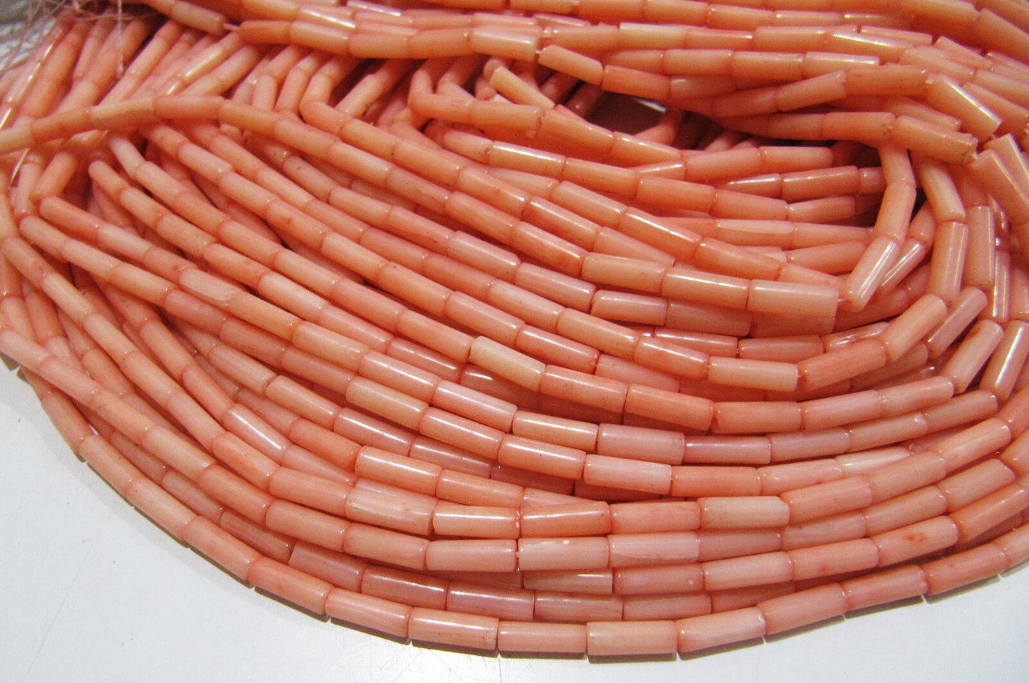 Amazing Pink Coral Italian Tubelite Shape Beads Size 3x9mm Approximately Sold per Strand of 14 Inches Long Smooth Pink Coral Beads
