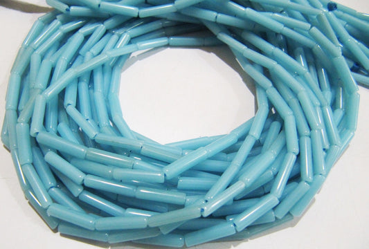 Sky Blue Coral Italian Tubelite Shape Beads Size 3x12mm Approximately Sold per Strand of 16 Inches Long Smooth Sky Coral Beads