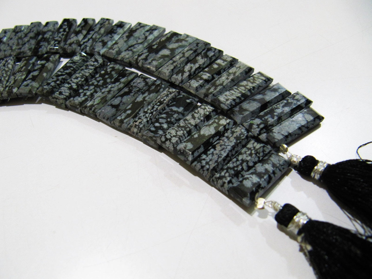 Natural Black Obsidian Long Baguette Shape Beads, Side Drilled Briolette Beads Size 25 to 30 mm long, Strand 8 inches Graduated Beads
