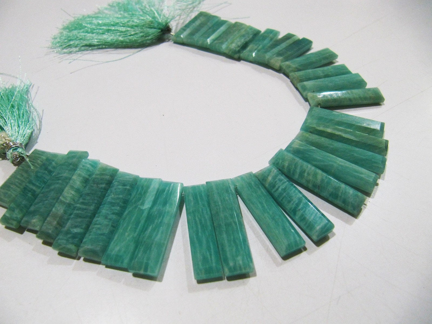Natural Amazonite Long Baguette Shape Beads, Side Drilled Briolette Beads Size 15 to 20mm long, Strand 8 inches Graduated Beads