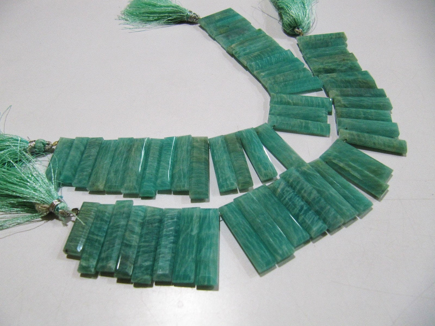 Natural Amazonite Long Baguette Shape Beads, Side Drilled Briolette Beads Size 15 to 20mm long, Strand 8 inches Graduated Beads