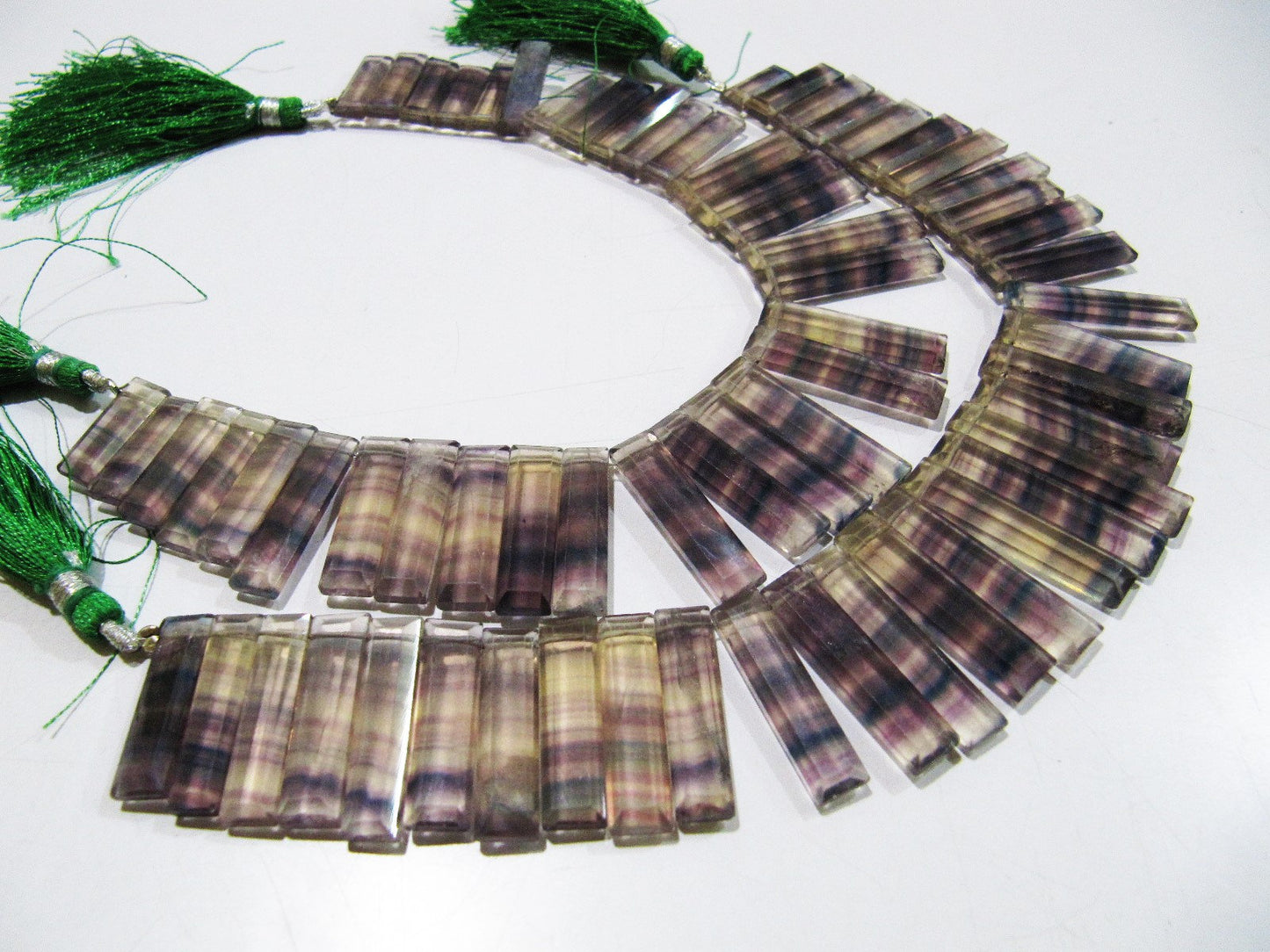 Natural Fluorite Long Baguette Shape Beads Side Drilled Briolette Beads Size 12 to 30mm long , Graduated Beads Strand 8 inches