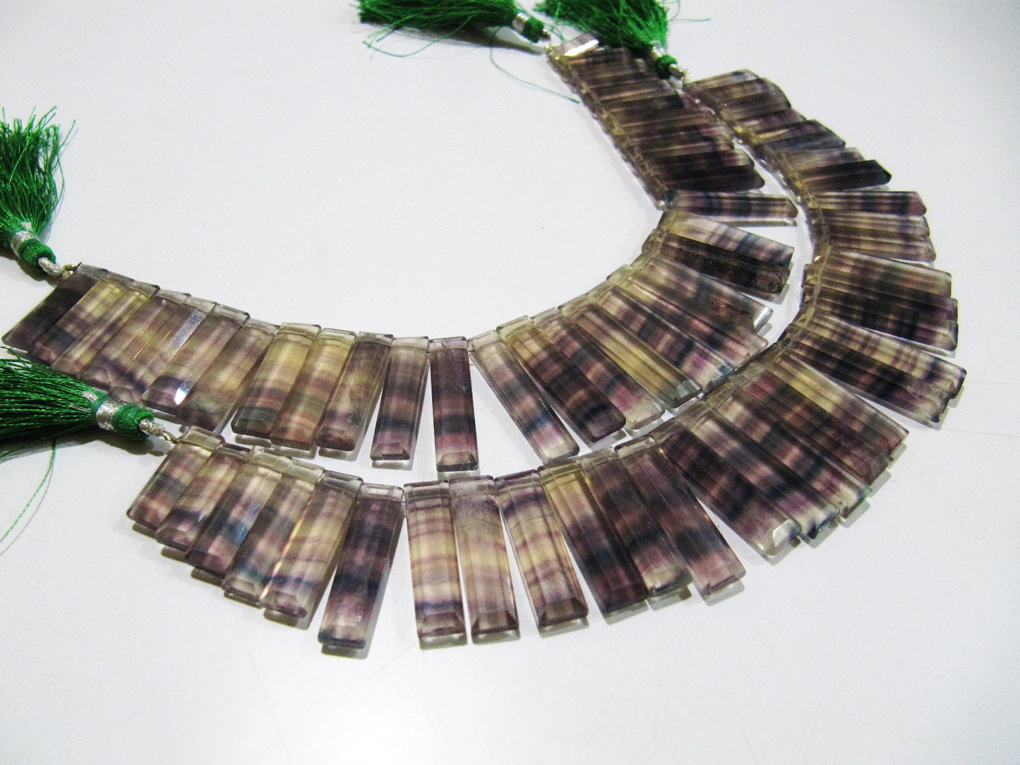 Natural Fluorite Long Baguette Shape Beads Side Drilled Briolette Beads Size 12 to 30mm long , Graduated Beads Strand 8 inches