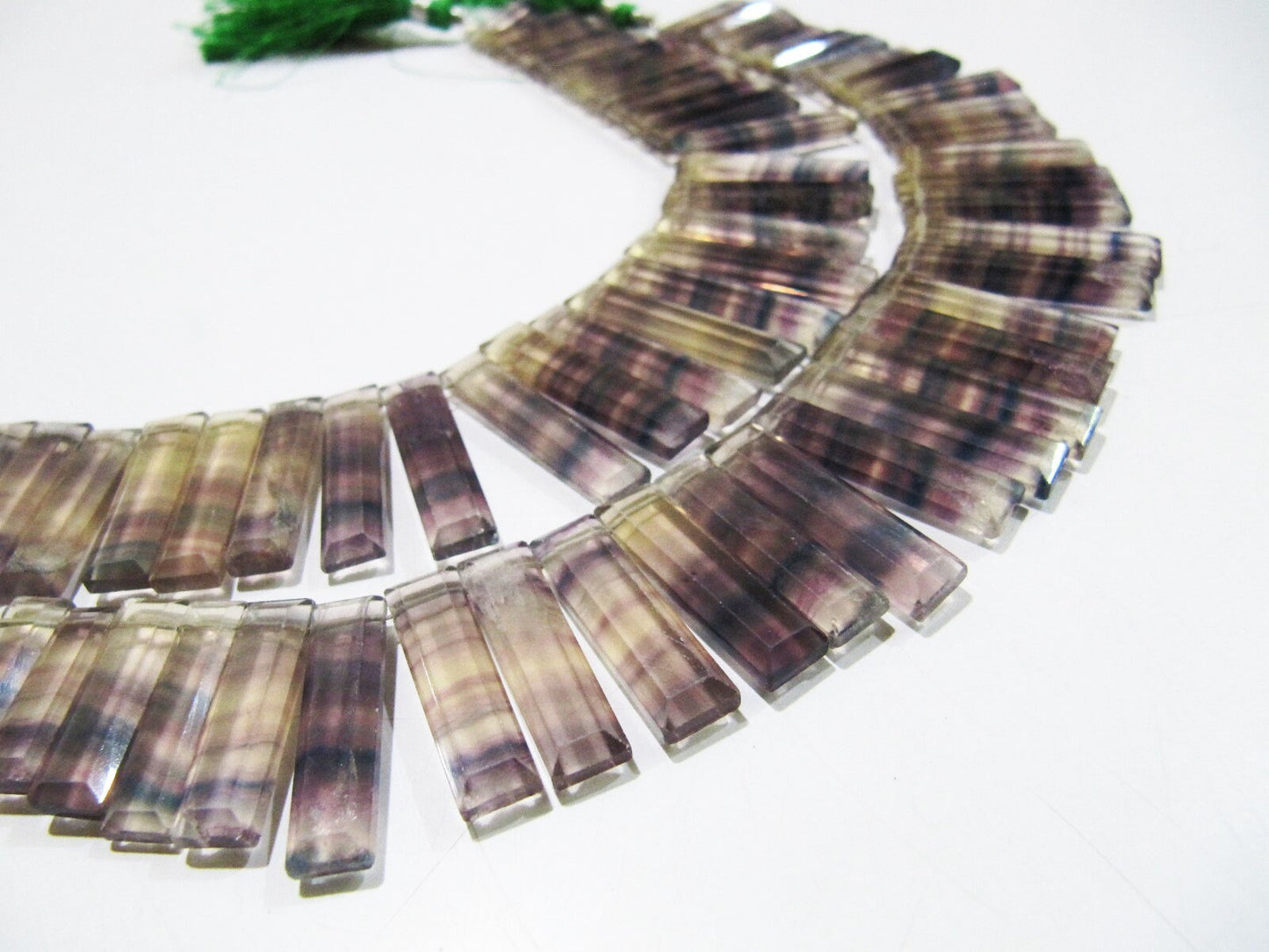 Natural Fluorite Long Baguette Shape Beads Side Drilled Briolette Beads Size 12 to 30mm long , Graduated Beads Strand 8 inches