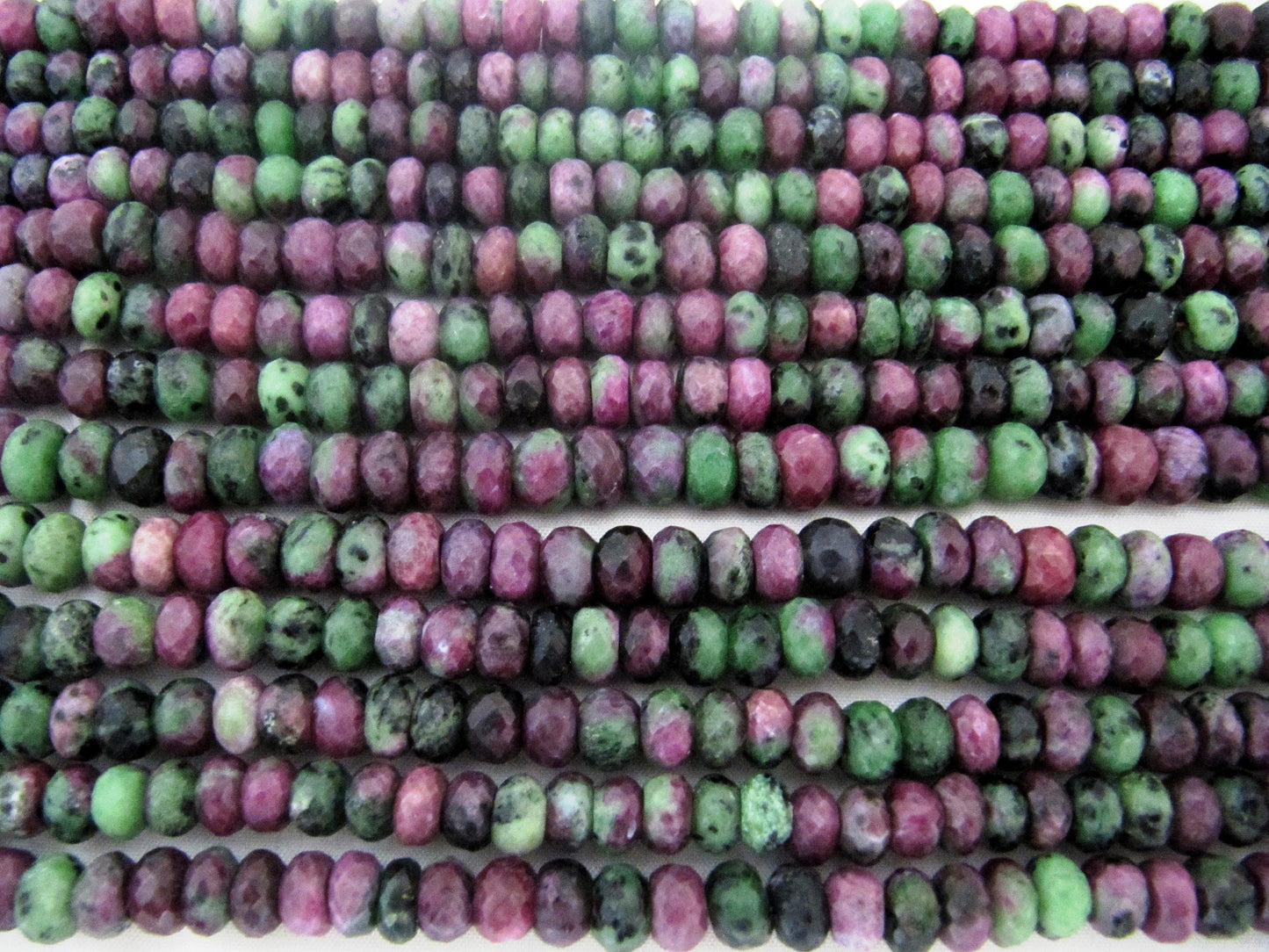 Natural Genuine Ruby Zoisite Rondelle Faceted Beads Size 7-8mm Size Strand 8 inches Gemstone Beads Sold Per Strand Jewelry Making Beads