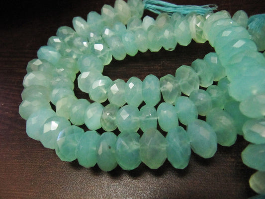 Natural Aqua Blue Chalcedony Far Size Beads Rondelle Faceted Size 9-10 mm You Choose Strand 10inches Long gemstone Beads