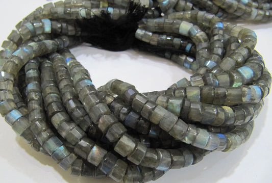 Natural Labradorite Blue Flashy Tyre Shape Rondelle Faceted 6-7mm Beads Gray Color Jewelry Making Beads Strand 13 Inch Long Wholesale Price