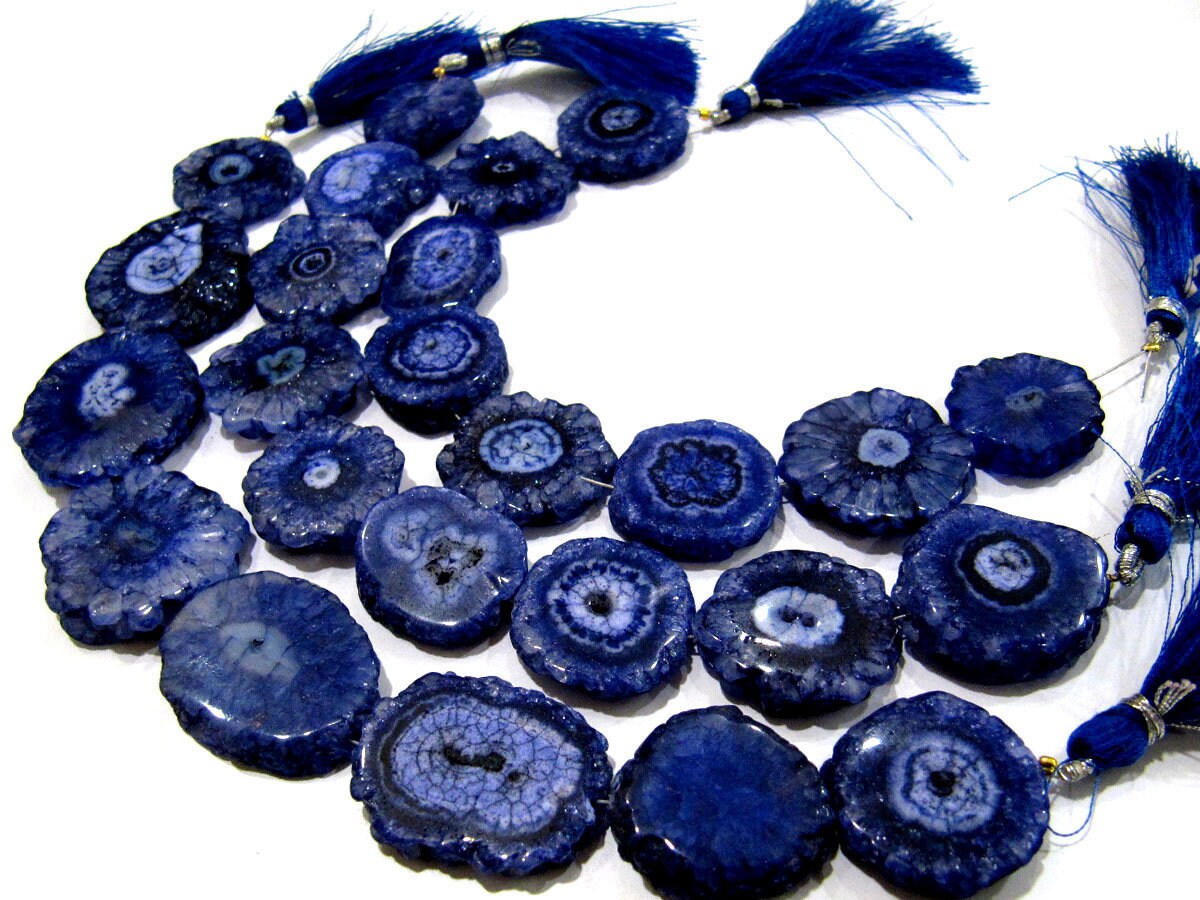 Blue Sapphire Solar Quartz Beads Size 20-25mm Dark Blue Color Fancy Shape Strand Length 8-9 Inches Long Jewelry Making Beads Wholesale Rates