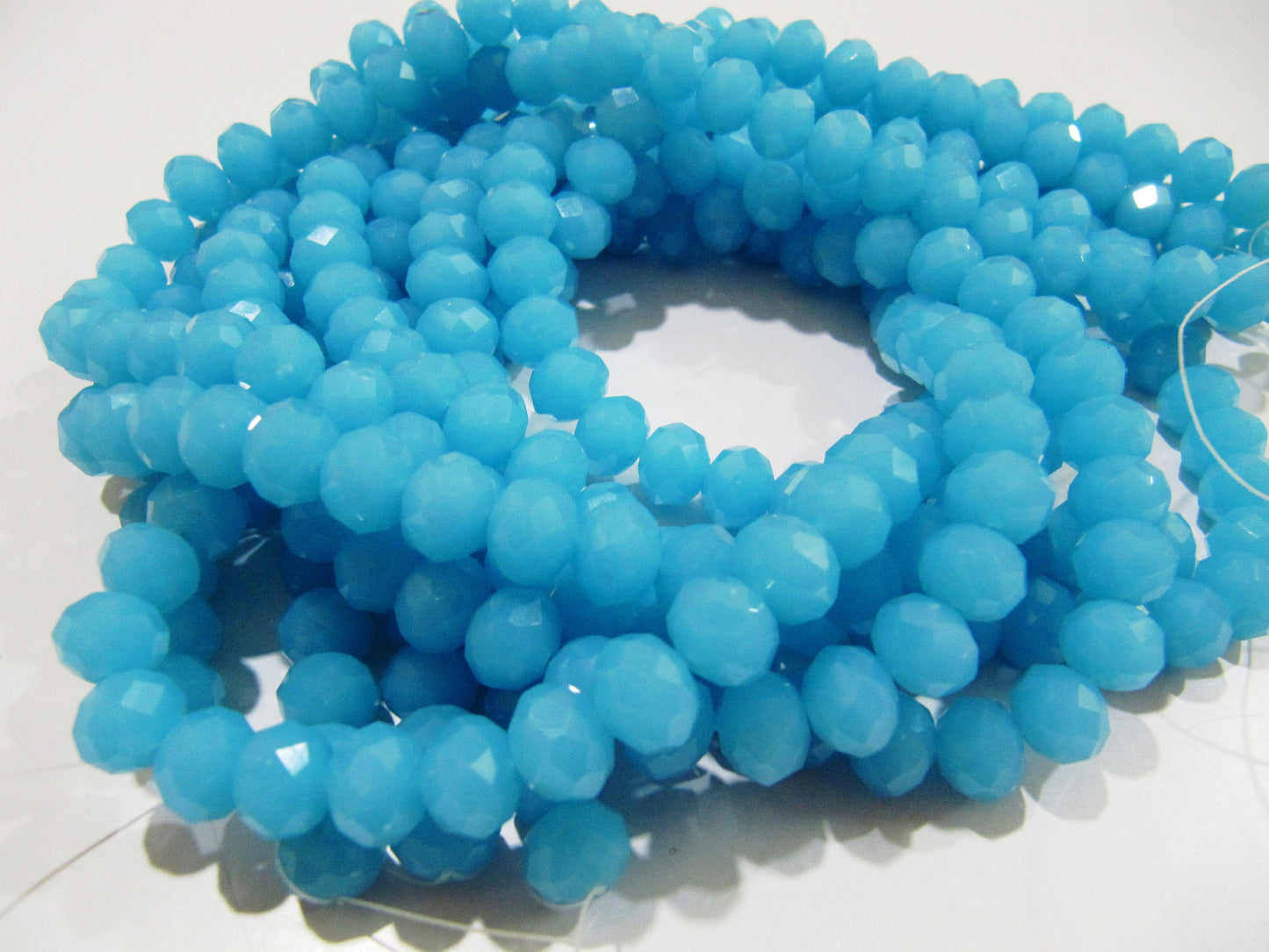 Aqua Chalcedony 8mm Rondelle Faceted Beads 70 to 75 Beads approx per Strand Hydro Quartz Blue Color Beads