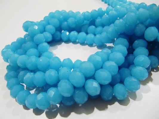 Aqua Chalcedony 8mm Rondelle Faceted Beads 70 to 75 Beads approx per Strand Hydro Quartz Blue Color Beads