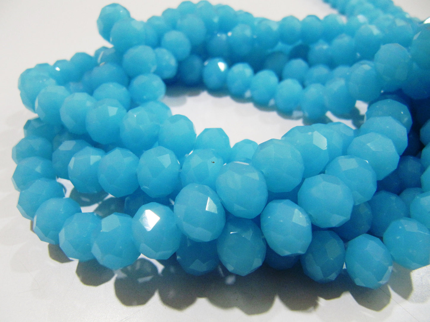 Aqua Chalcedony 8mm Rondelle Faceted Beads 70 to 75 Beads approx per Strand Hydro Quartz Blue Color Beads