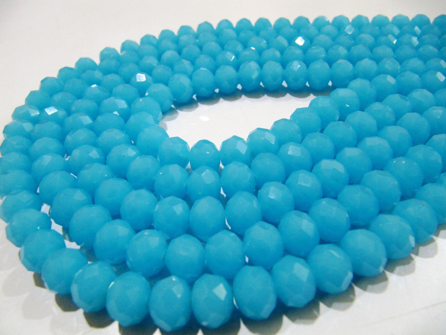 Aqua Chalcedony 8mm Rondelle Faceted Beads 70 to 75 Beads approx per Strand Hydro Quartz Blue Color Beads