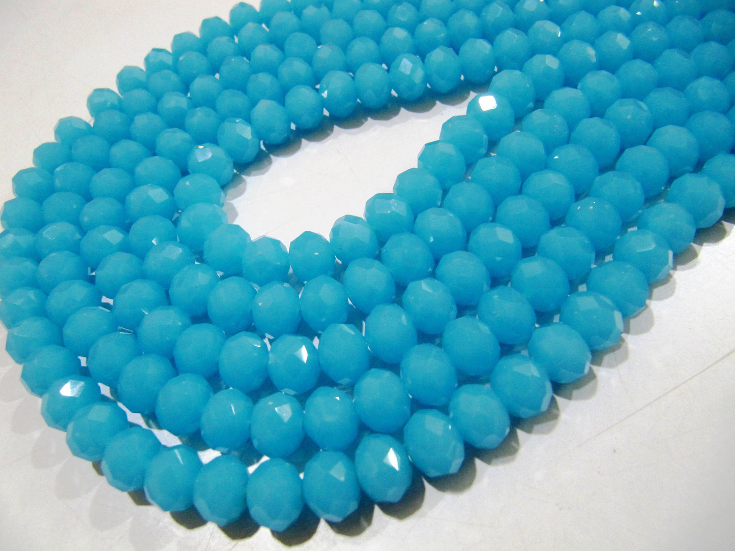 Aqua Chalcedony 8mm Rondelle Faceted Beads 70 to 75 Beads approx per Strand Hydro Quartz Blue Color Beads