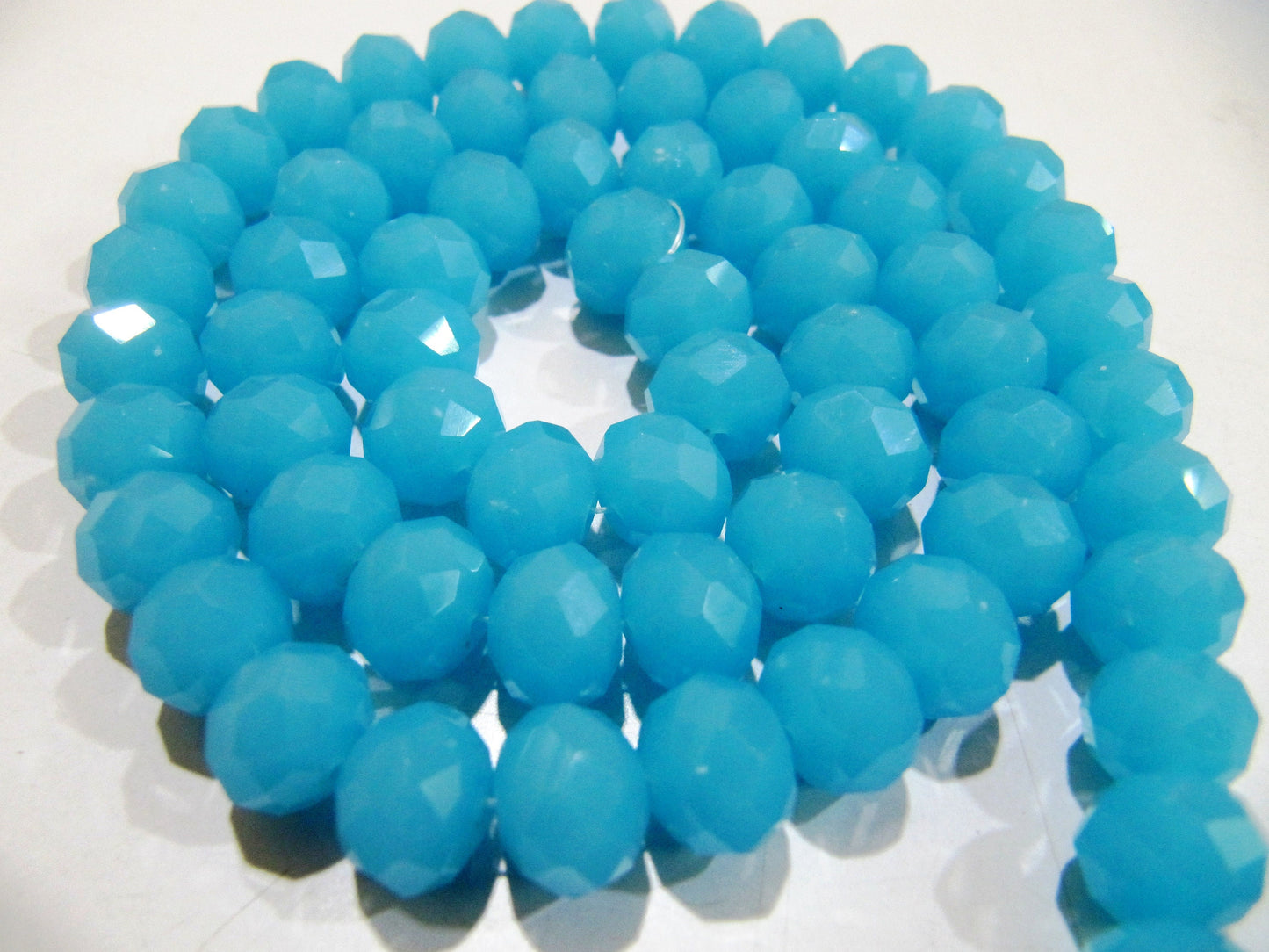 Aqua Chalcedony 8mm Rondelle Faceted Beads 70 to 75 Beads approx per Strand Hydro Quartz Blue Color Beads