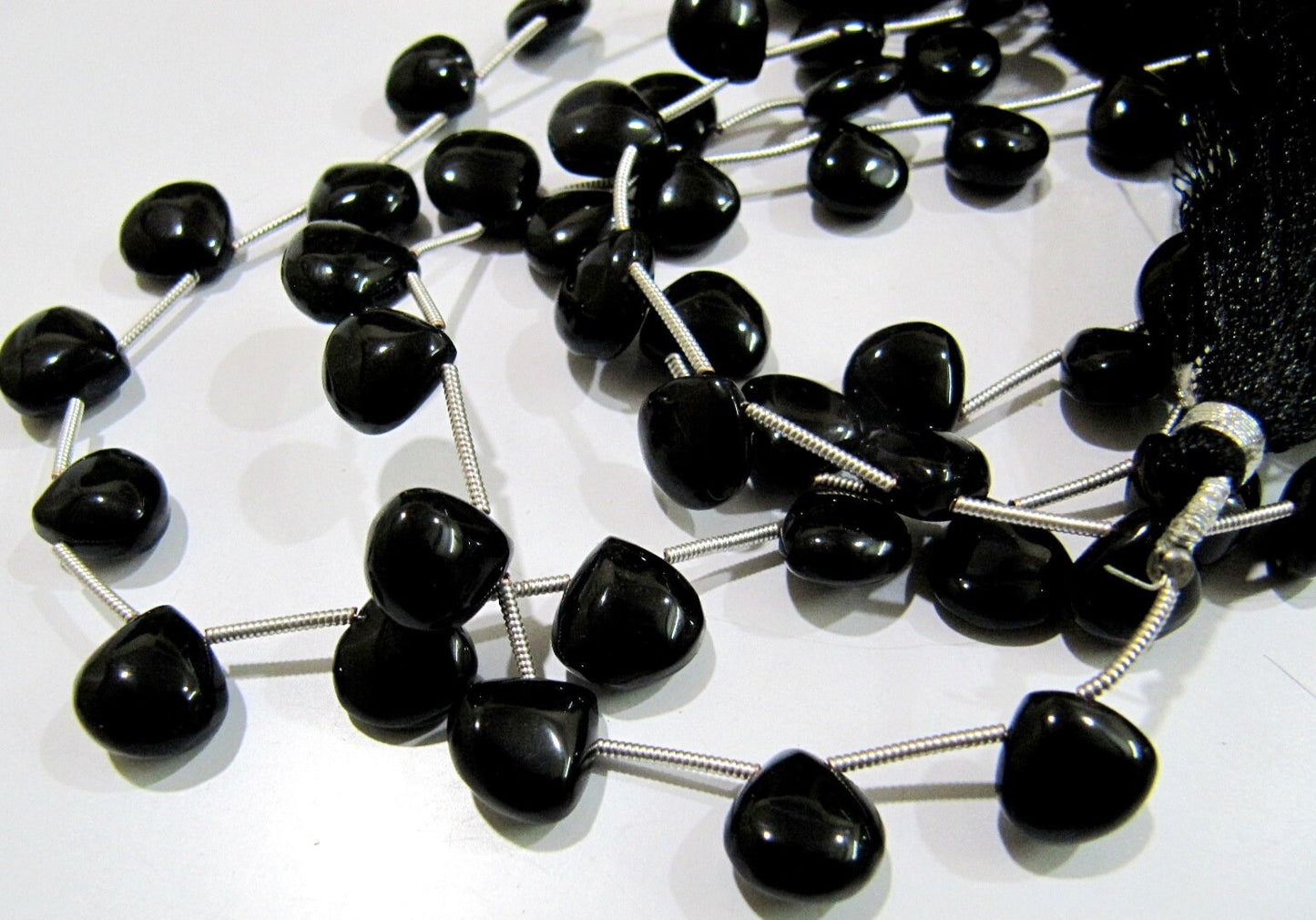 AAA Quality Heart Shape Black Onyx Plain Beads / 10 mm Size Smooth fancy Shape Black Chalcedony Beads / 8 inches Long Strand Wholesale Rate