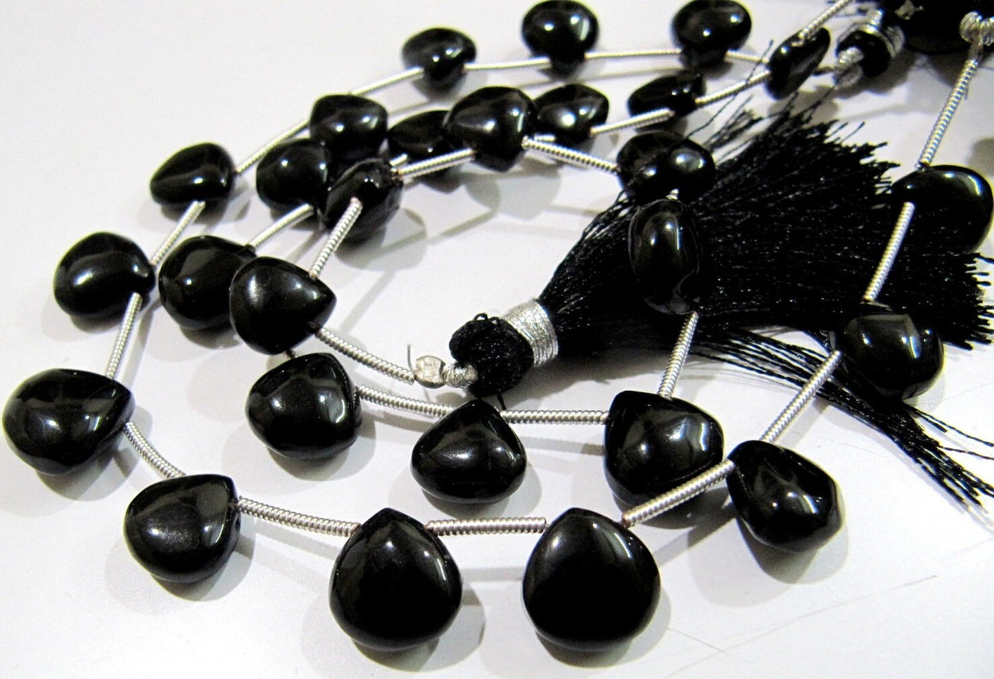 AAA Quality Heart Shape Black Onyx Plain Beads / 10 mm Size Smooth fancy Shape Black Chalcedony Beads / 8 inches Long Strand Wholesale Rate