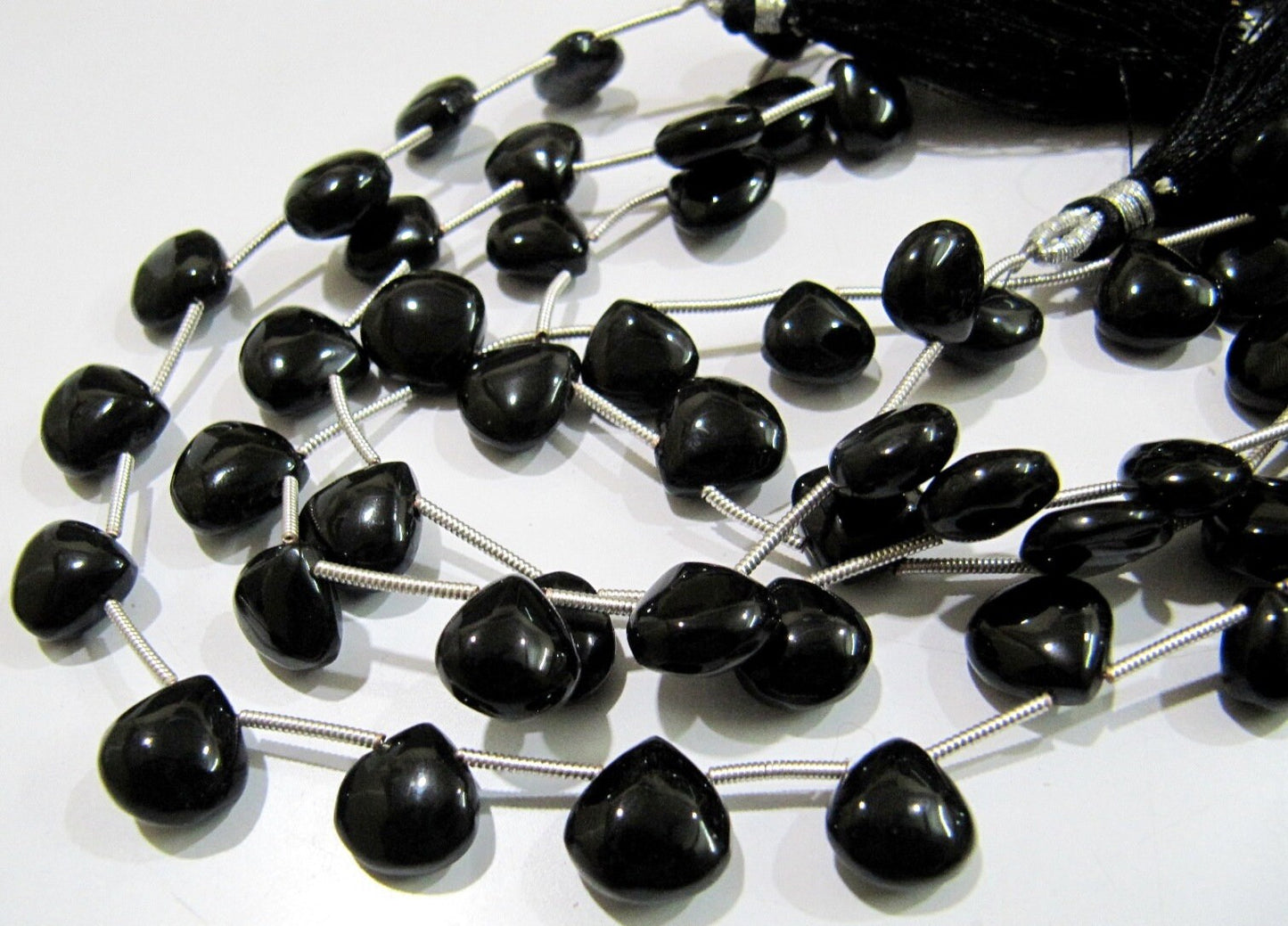 AAA Quality Heart Shape Black Onyx Plain Beads / 10 mm Size Smooth fancy Shape Black Chalcedony Beads / 8 inches Long Strand Wholesale Rate