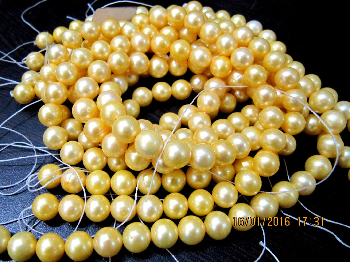 AAA Quality Natural Pearl Golden Color Beads, Genuine Pearl Gold Beads 5mm approx., Strand 5 inches Long, Beautiful Pearl beads