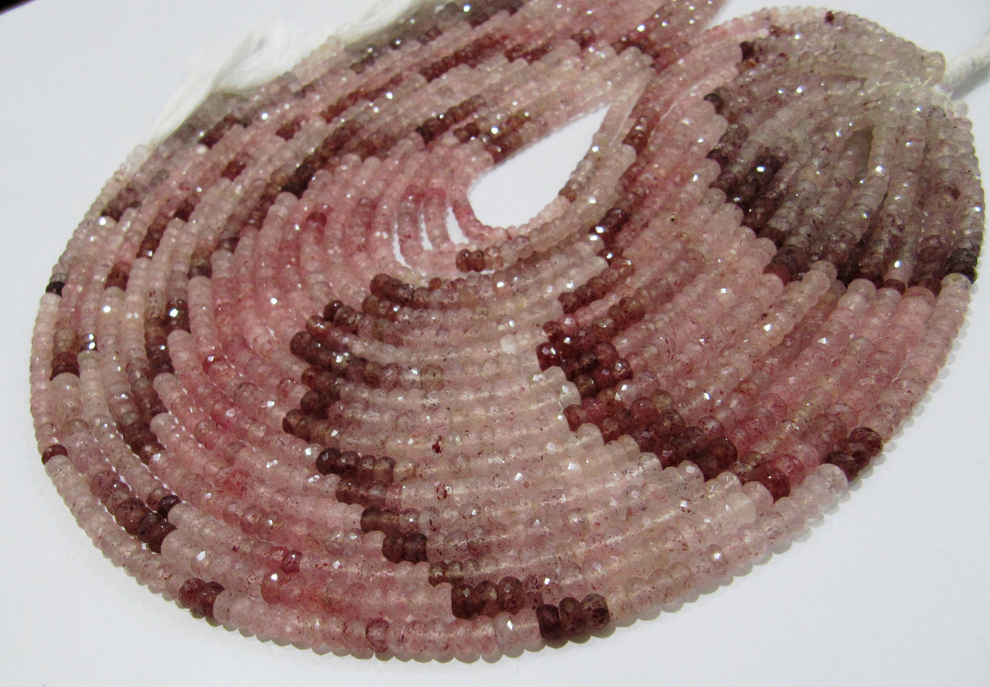 AAA Top Quality Natural Strawberry Quartz Size 4-5mm Rondelle Shape Faceted Cut  Pink Color Beads Strand 12.5 Inches Long Wholesale Prices