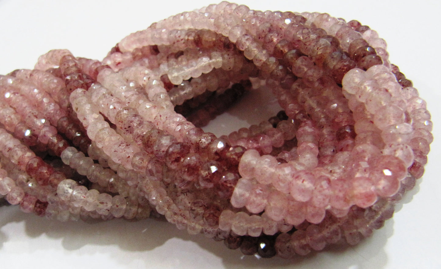 Genuine Best Quality Strawberry Quartz Beads Sizes 4mm Rondelle Micro faceted String 13inch long Sold per string Wholesale Prices
