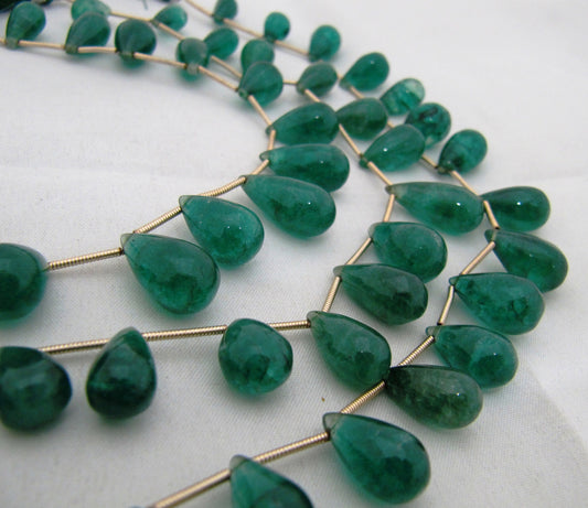 15 Loose Beads Emerald Drops, Emerald Plain Smooth Drops Size 6x8mm to 9x14mm Beads For Jewelry Making Top Quality , Wholesale Prices
