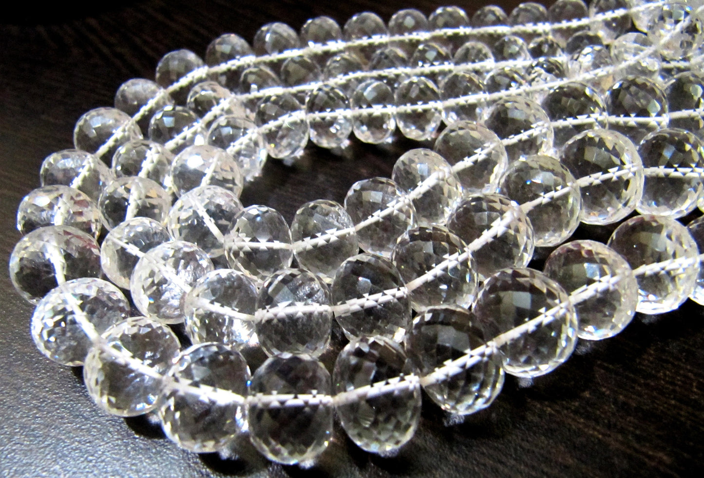 Natural Rock Crystal Rondelle Micro Faceted Beads Size 9 to 14 mm  Graduated Beads Strand  8 inches long Jewelry Making Gemstone Beads