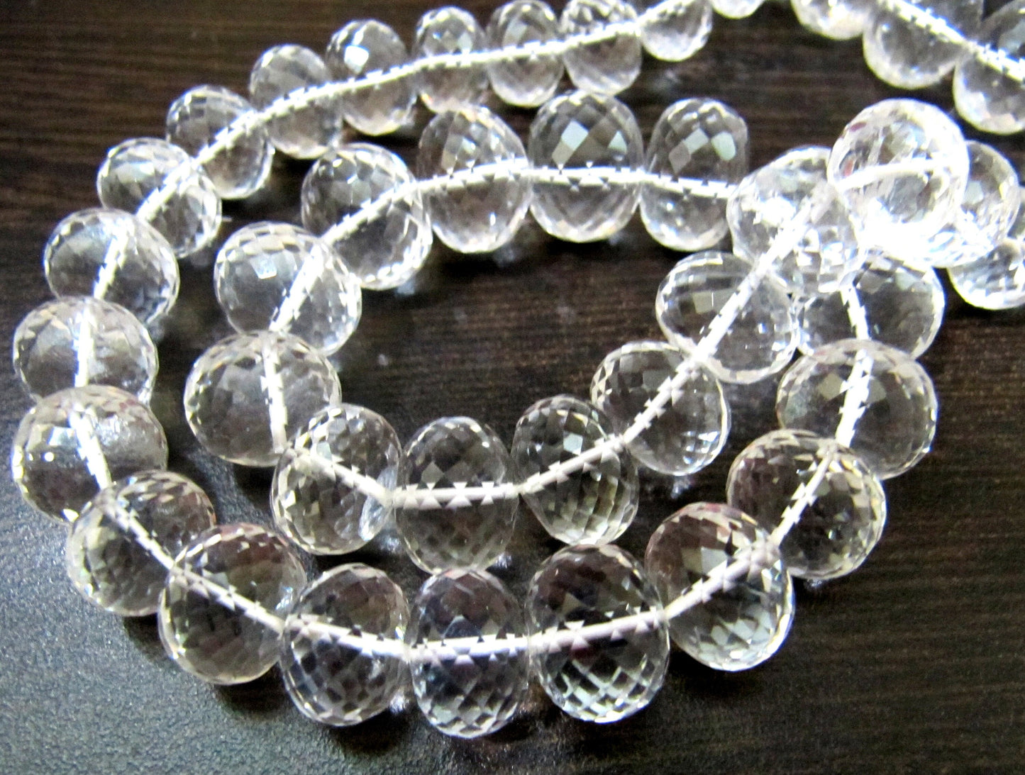 Natural Rock Crystal Rondelle Micro Faceted Beads Size 9 to 14 mm  Graduated Beads Strand  8 inches long Jewelry Making Gemstone Beads